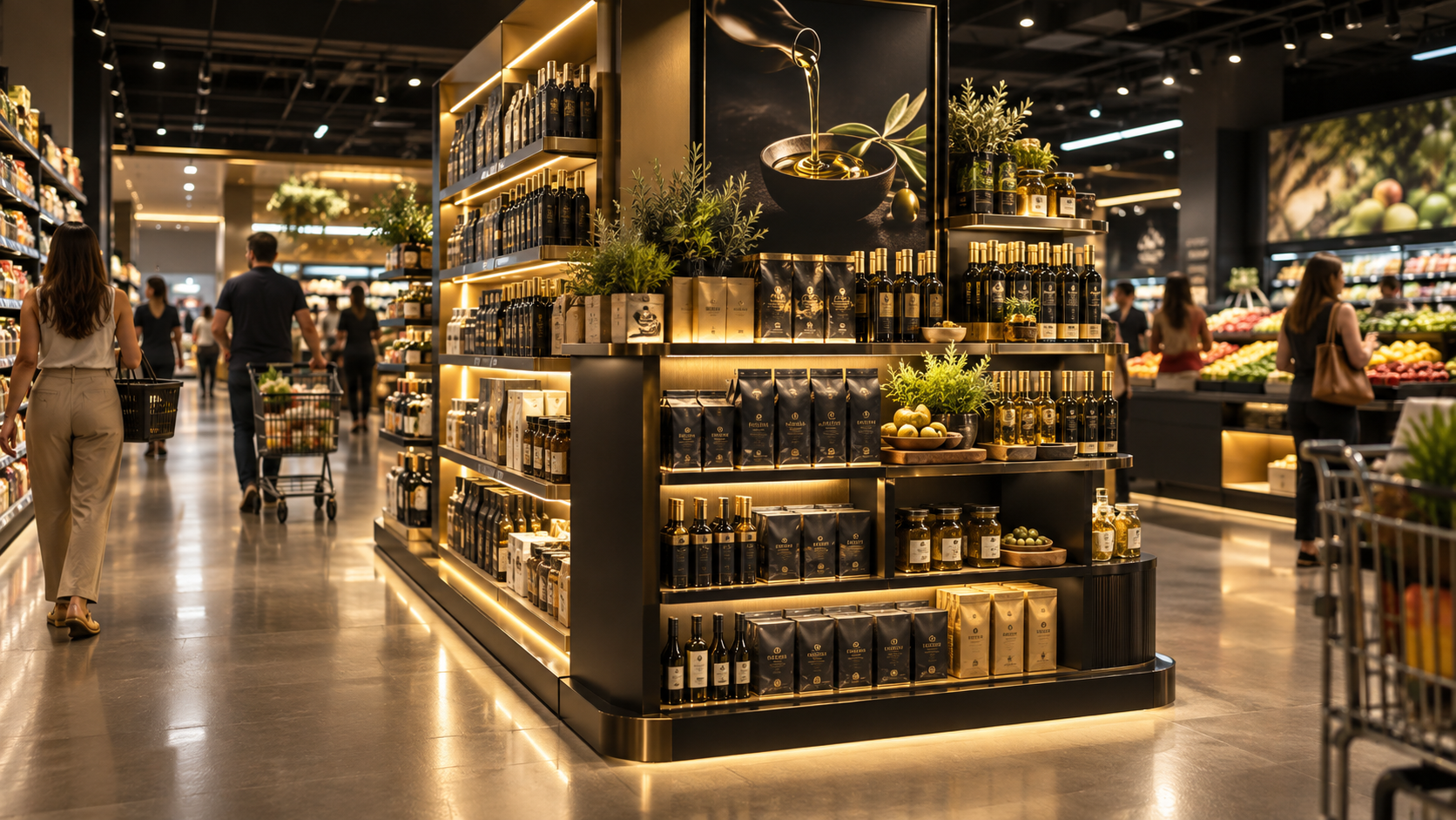Exposição especial de produtos em um ambiente de varejo